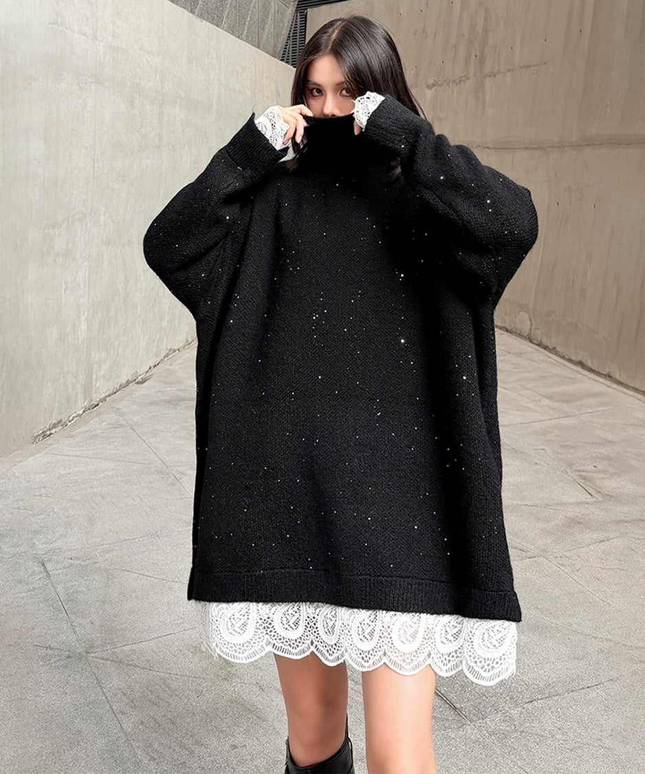 Sparkle Lace Hem Dress