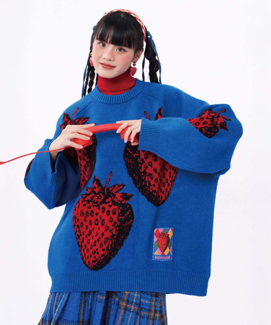 Strawberry Graphic Knit Sweater