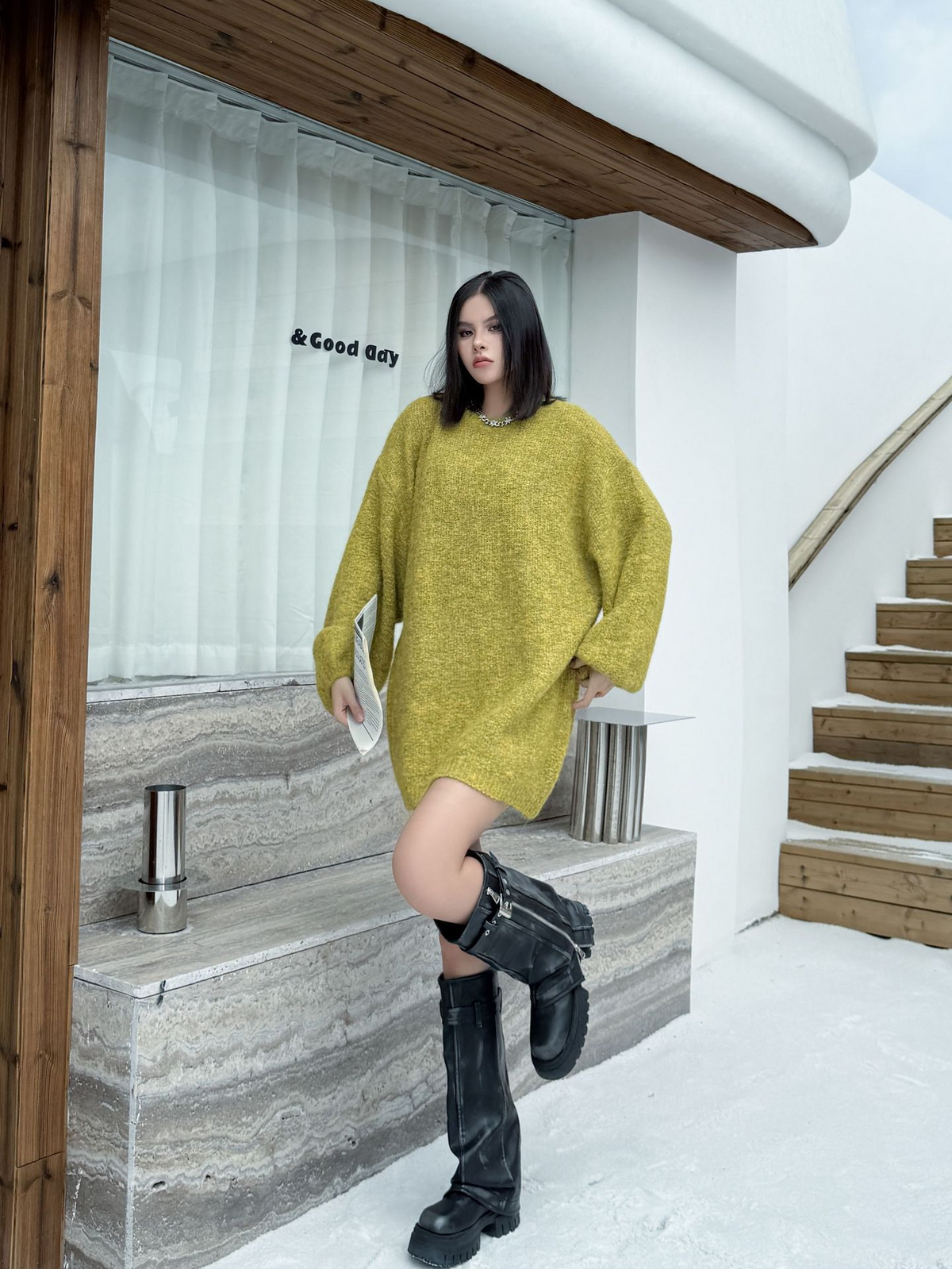 Balloon Sleeve Knit Top