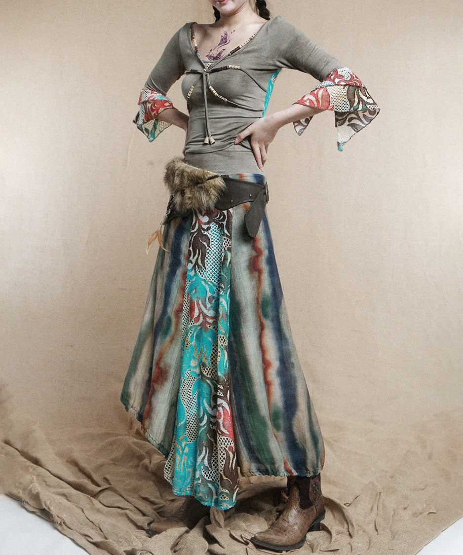 Multi Panel Flare Skirt
