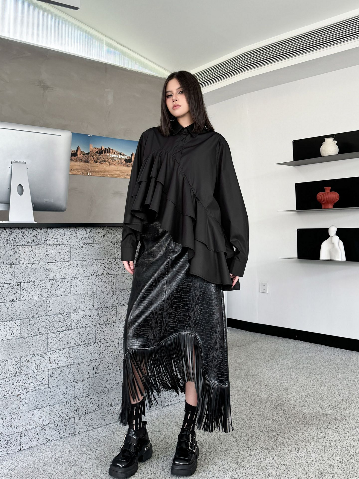 Cascade Layer Frill Blouse