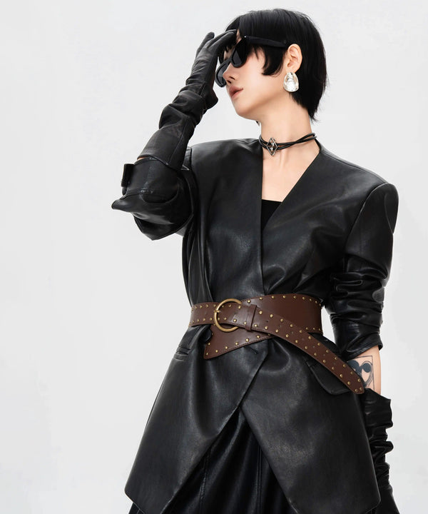 Studded Wide Buckle Belt