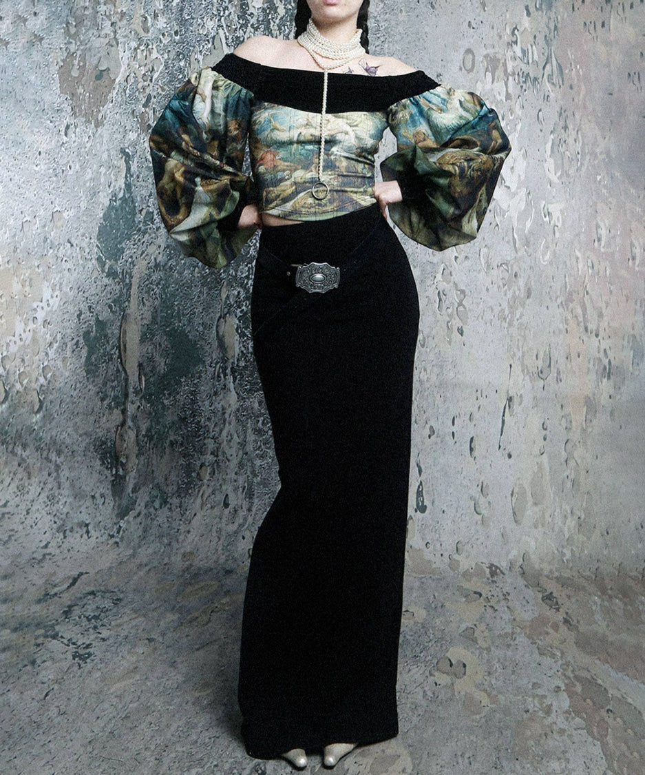 Baroque Art Off Shoulder Volume Top