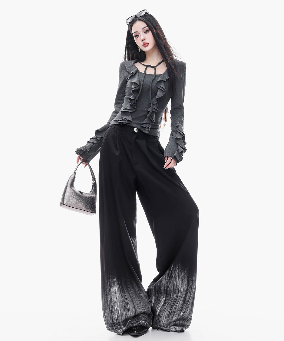 Ruffle Trim Slim Fit Top