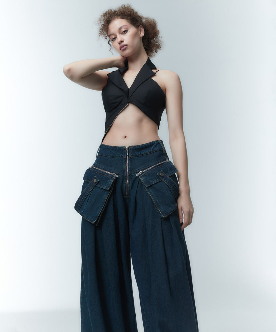 Pocket Layer Curve Pants