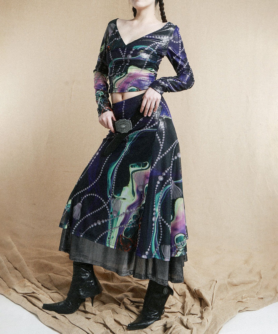Galaxy Mesh Top＆Skirt Co-ord