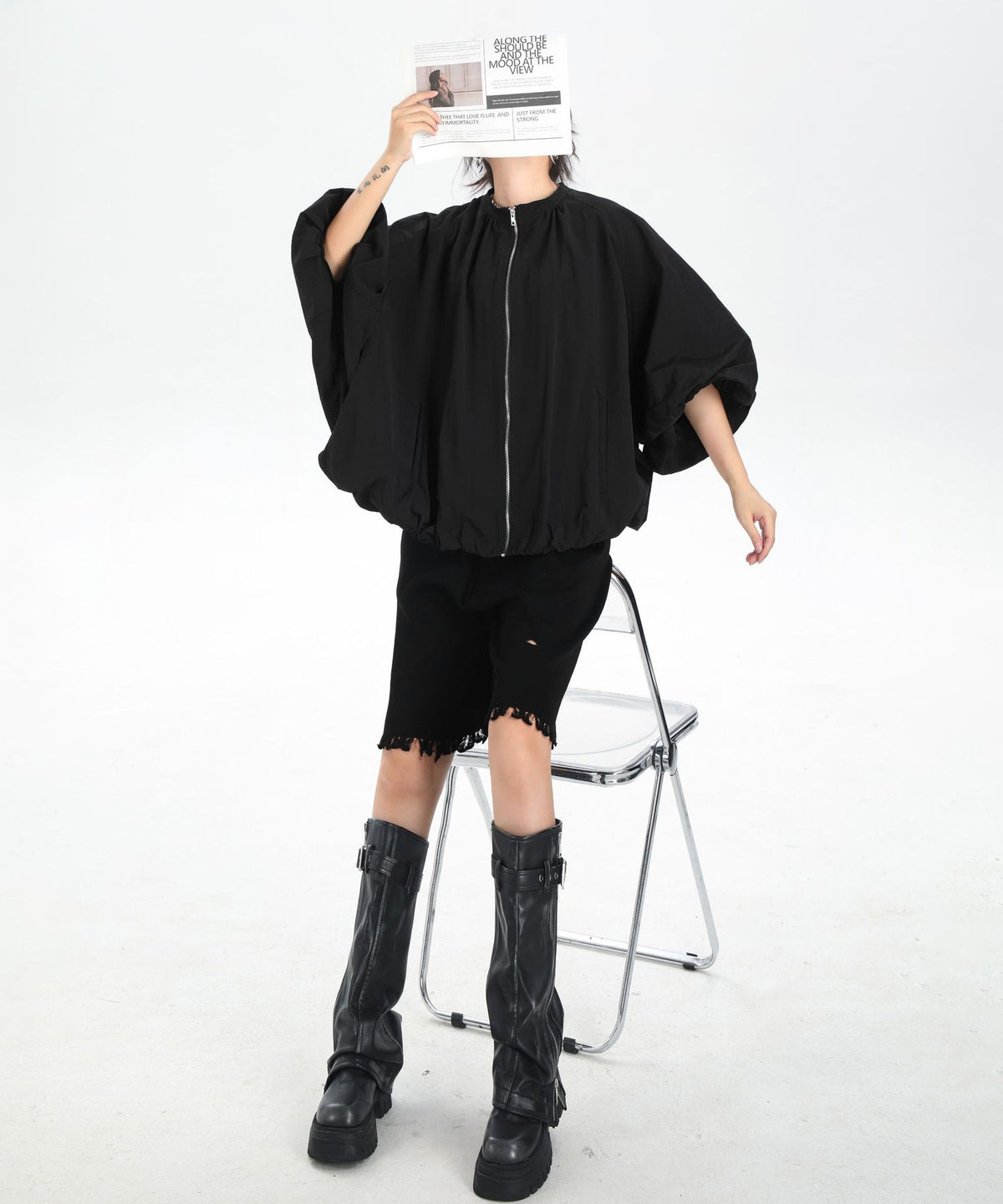 Balloon Sleeve Zip Jacket