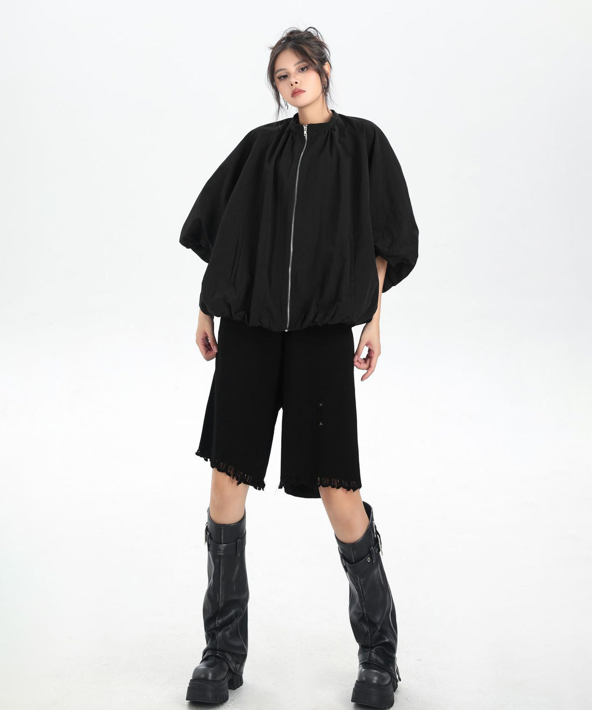 Balloon Sleeve Zip Jacket