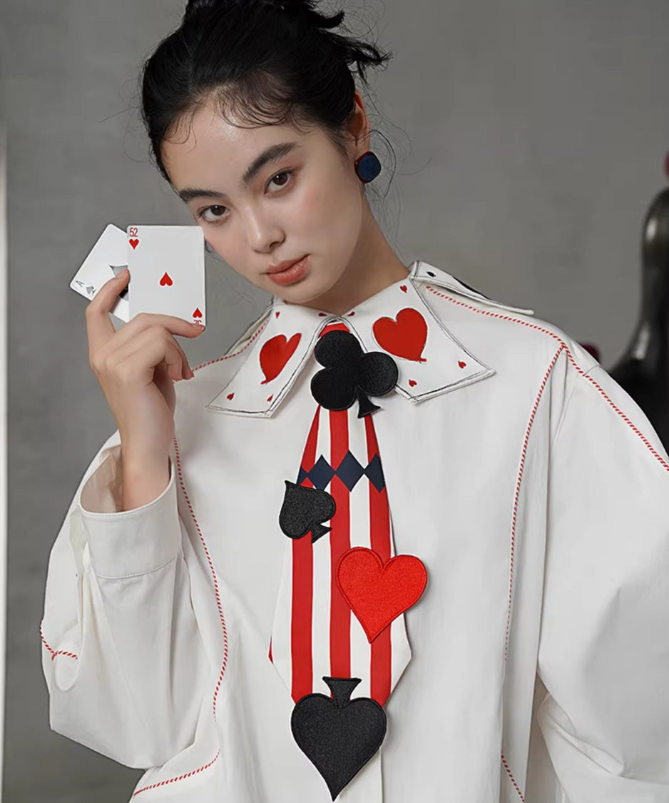 Playing Card Collar Stitch Blouse