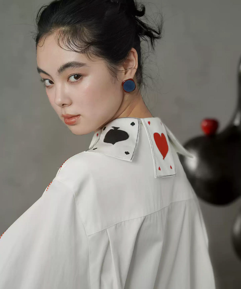 Playing Card Collar Stitch Blouse