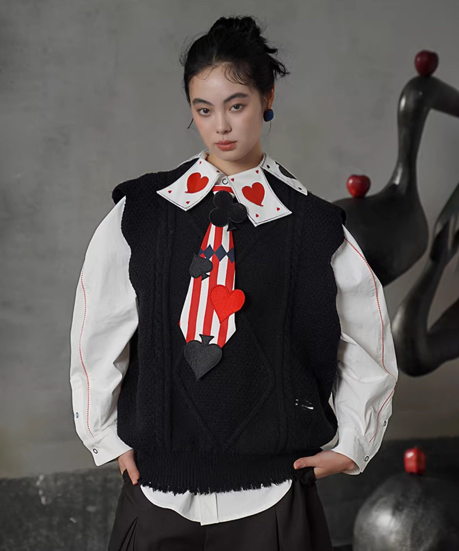 Playing Card Collar Stitch Blouse