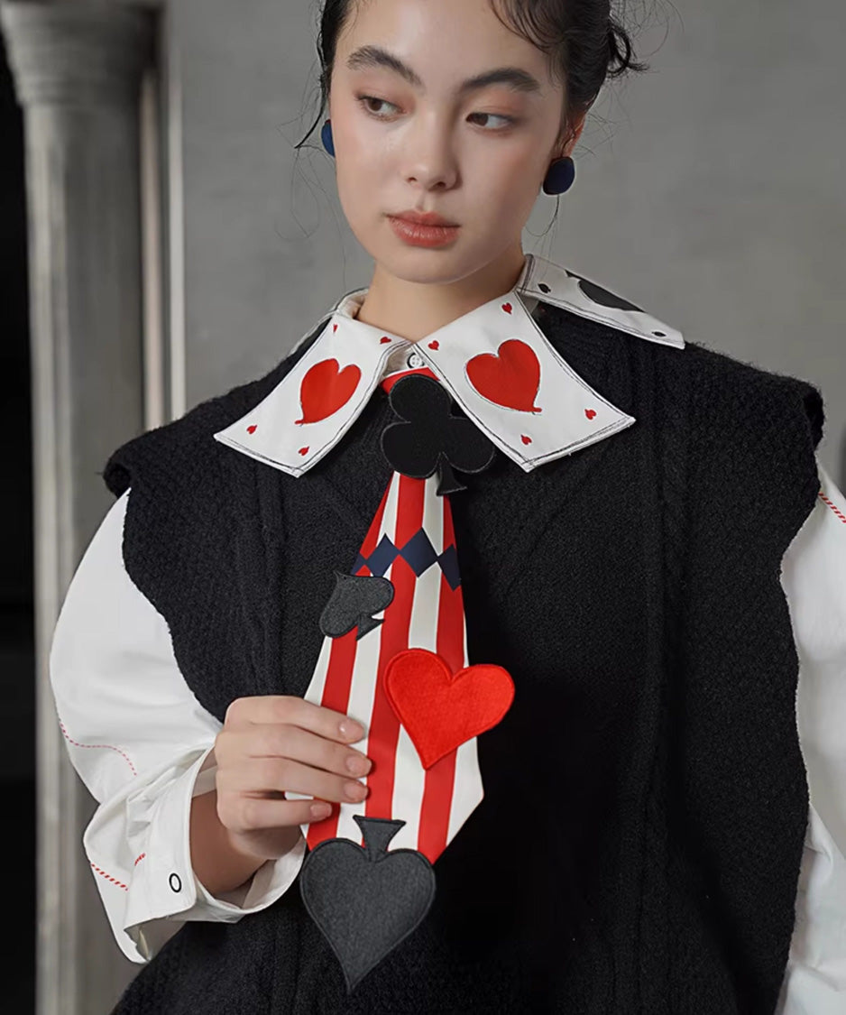 Playing Card Collar Stitch Blouse