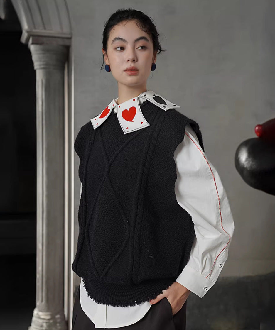 Playing Card Collar Stitch Blouse