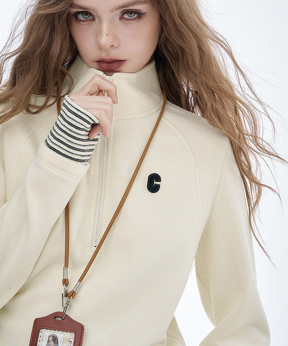 Cream Line Zip Top
