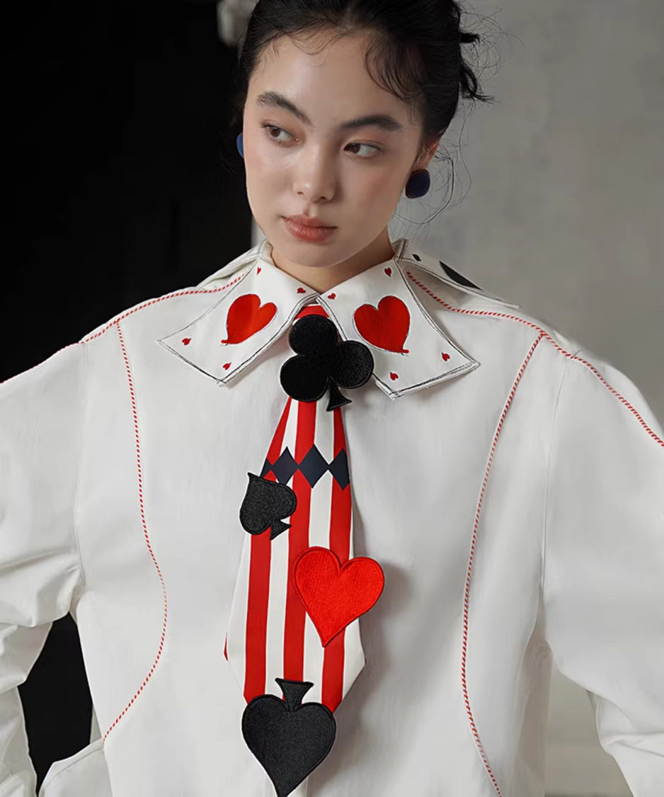 Playing Card Collar Stitch Blouse