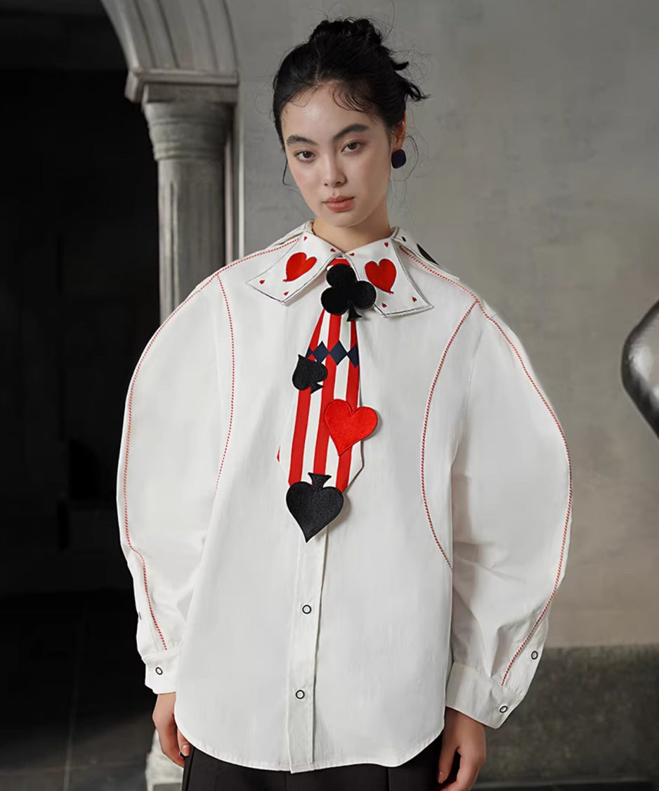 Playing Card Collar Stitch Blouse