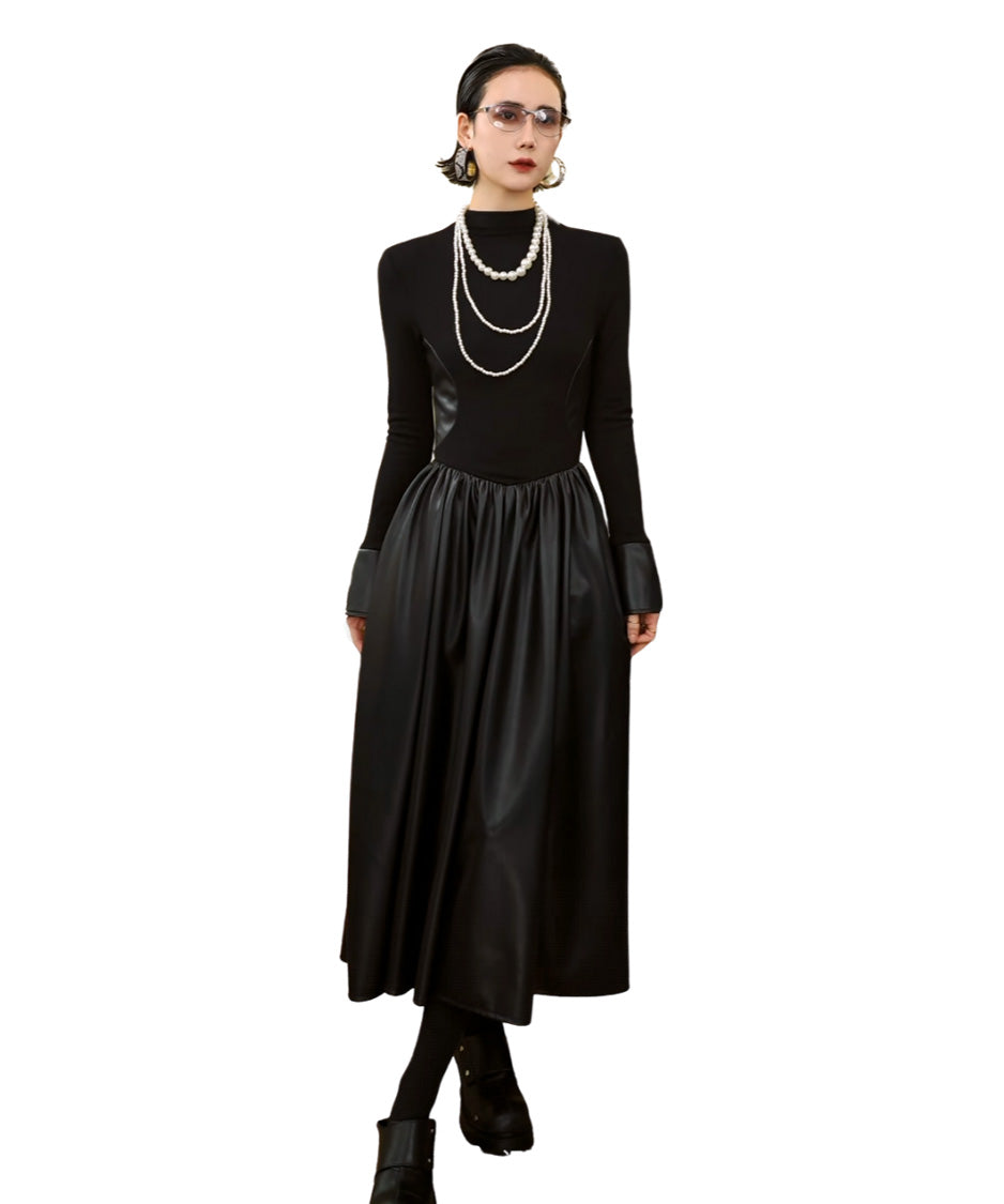 Structured High Neck Long Dress