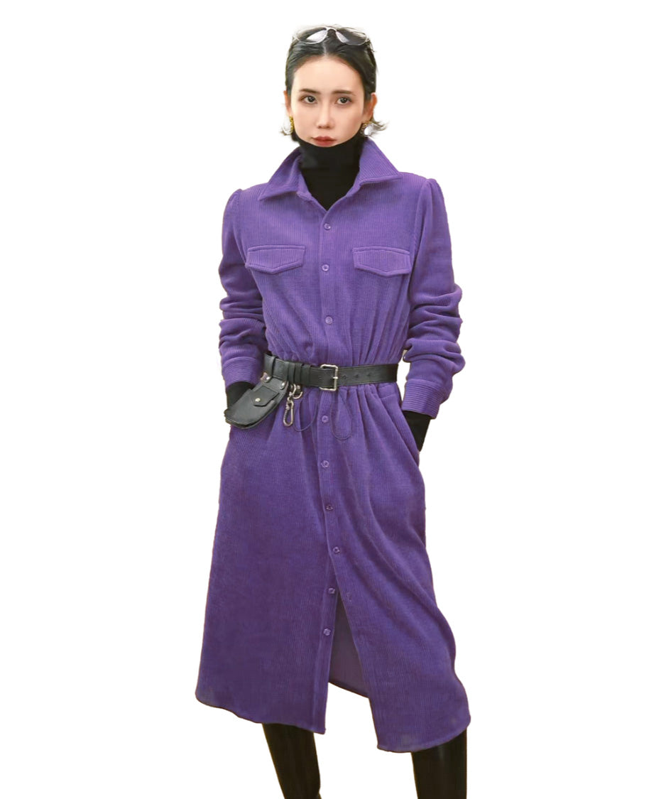Corduroy Utility Belted Dress