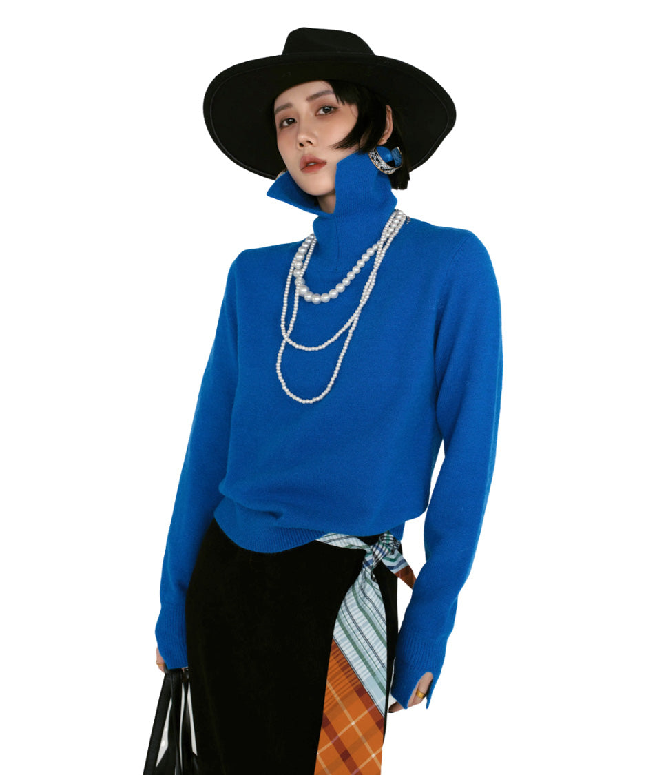 High Collar Slim Knit Top