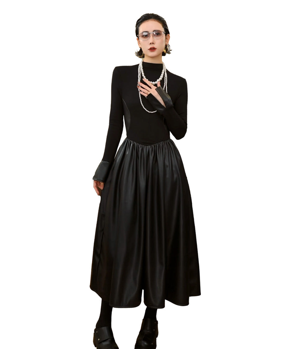 Structured High Neck Long Dress