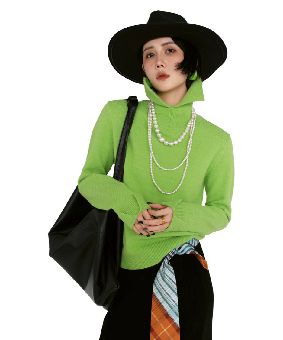 High Collar Slim Knit Top