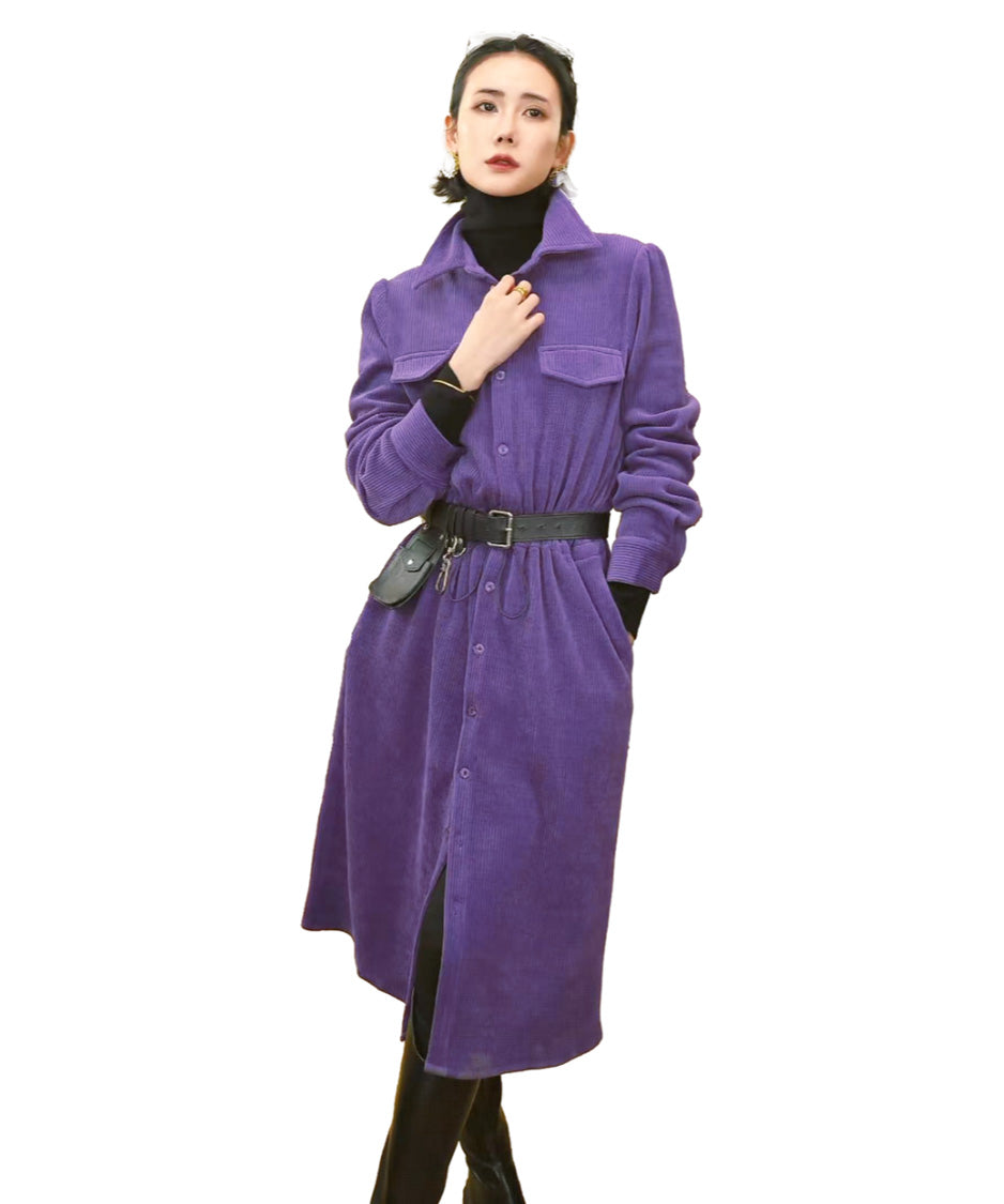Corduroy Utility Belted Dress