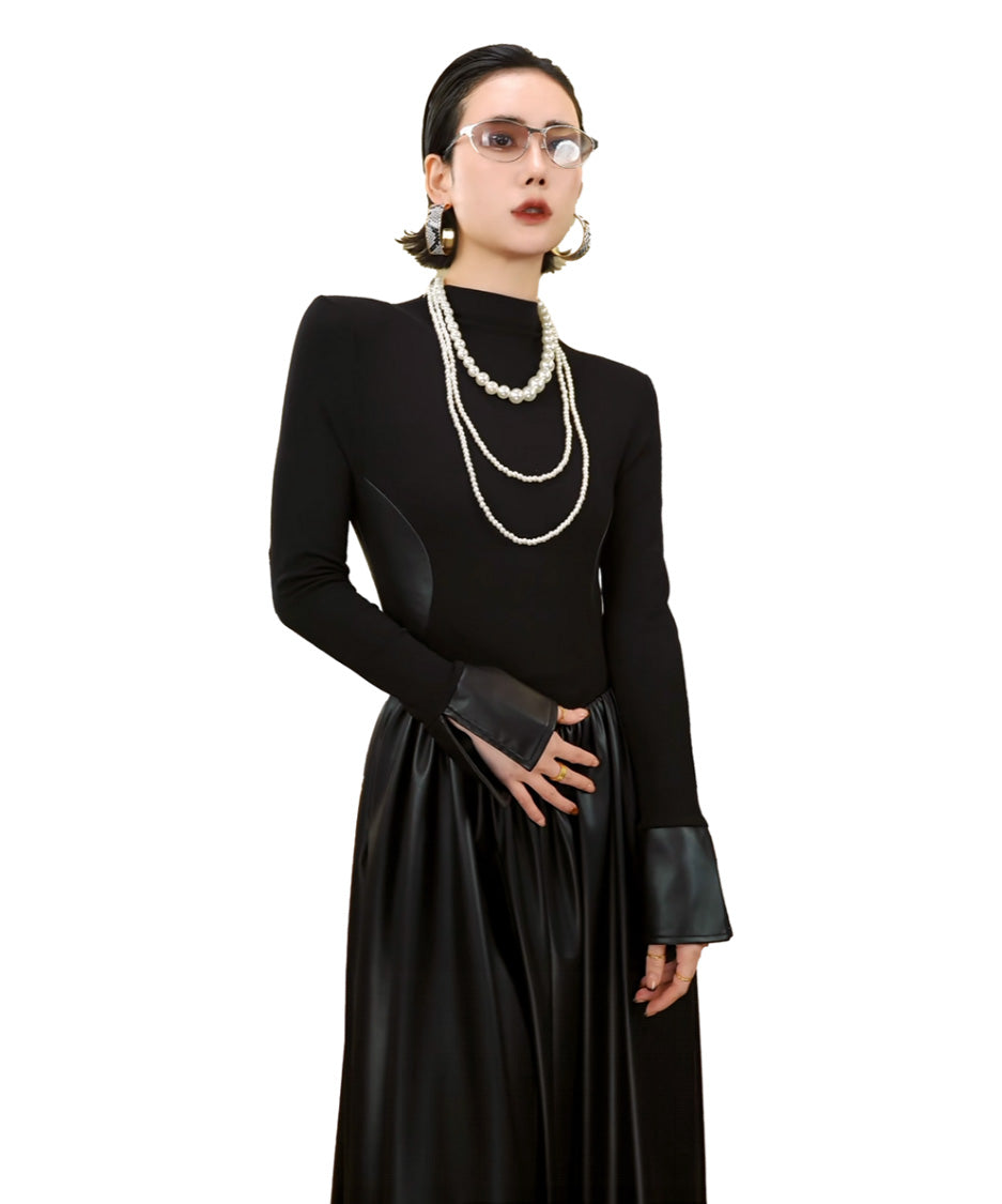 Structured High Neck Long Dress