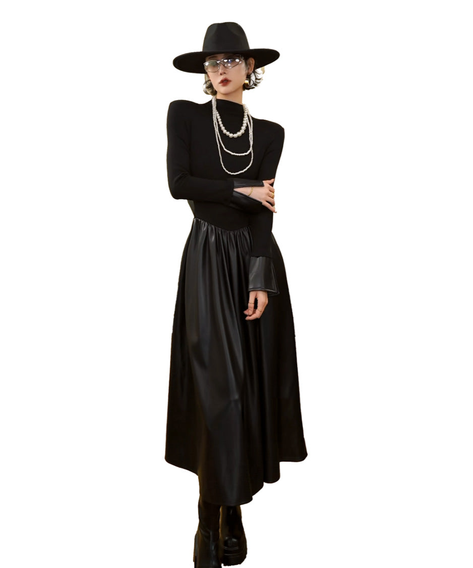 Structured High Neck Long Dress