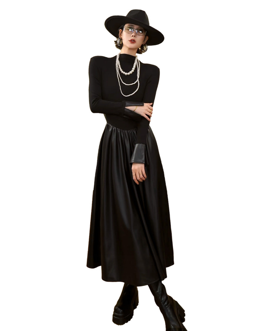 Structured High Neck Long Dress