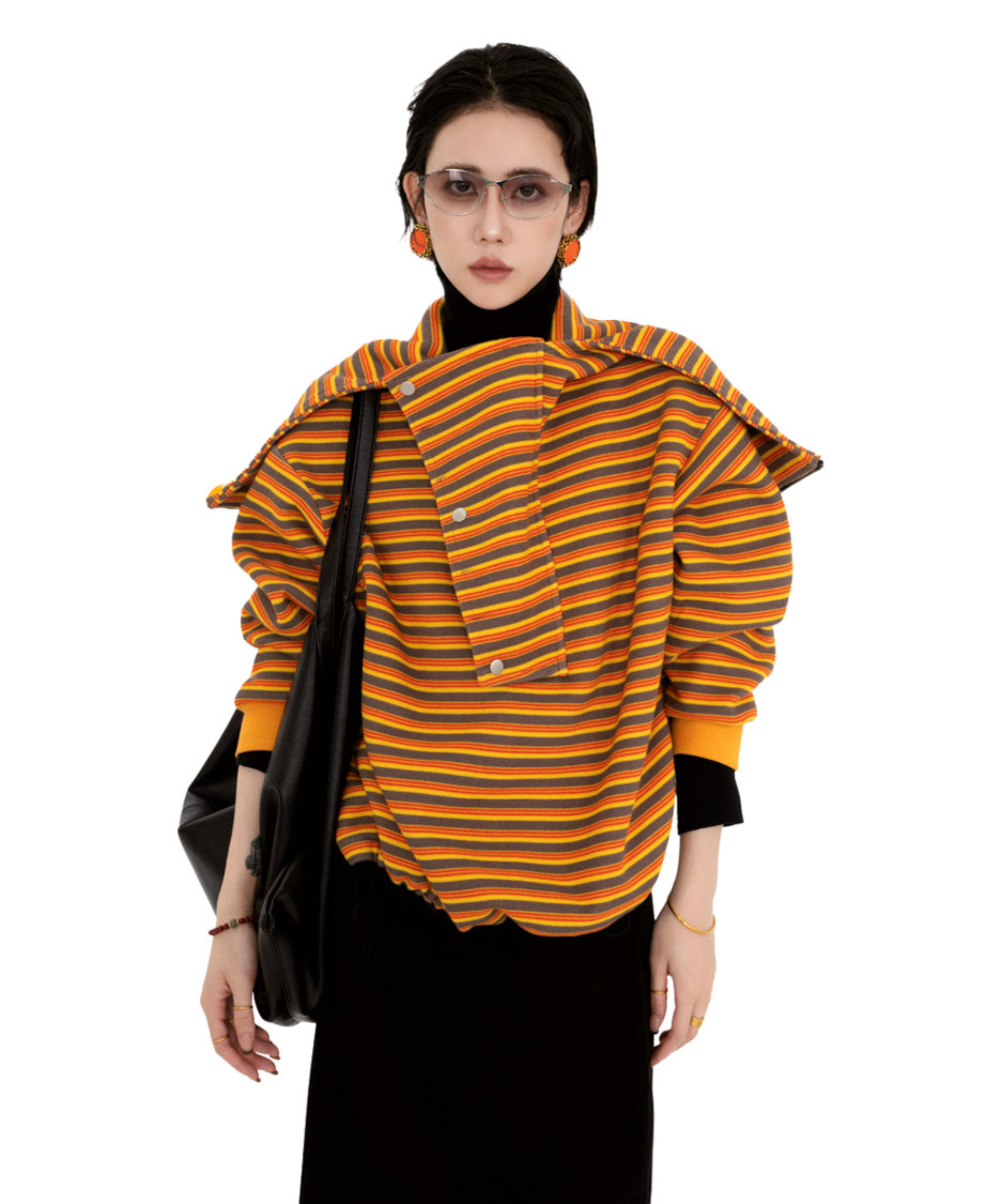 Striped Hood Drape Top