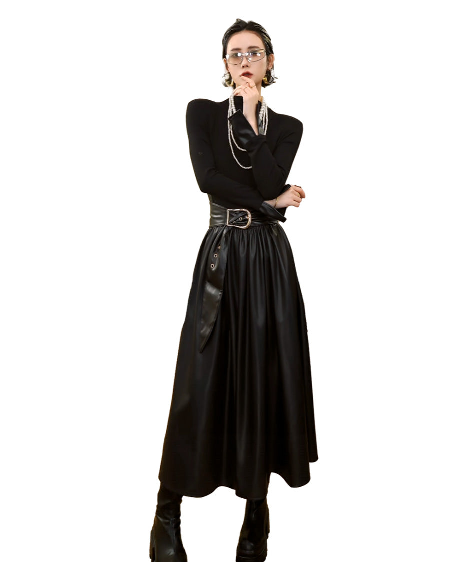 Structured High Neck Long Dress