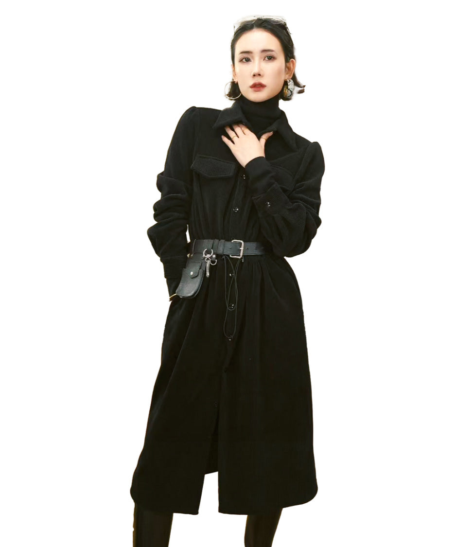 Corduroy Utility Belted Dress