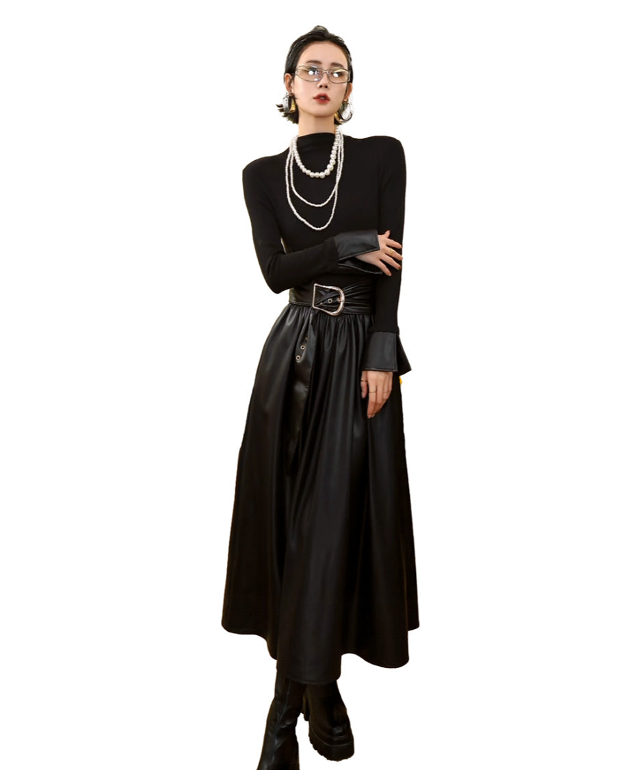 Structured High Neck Long Dress