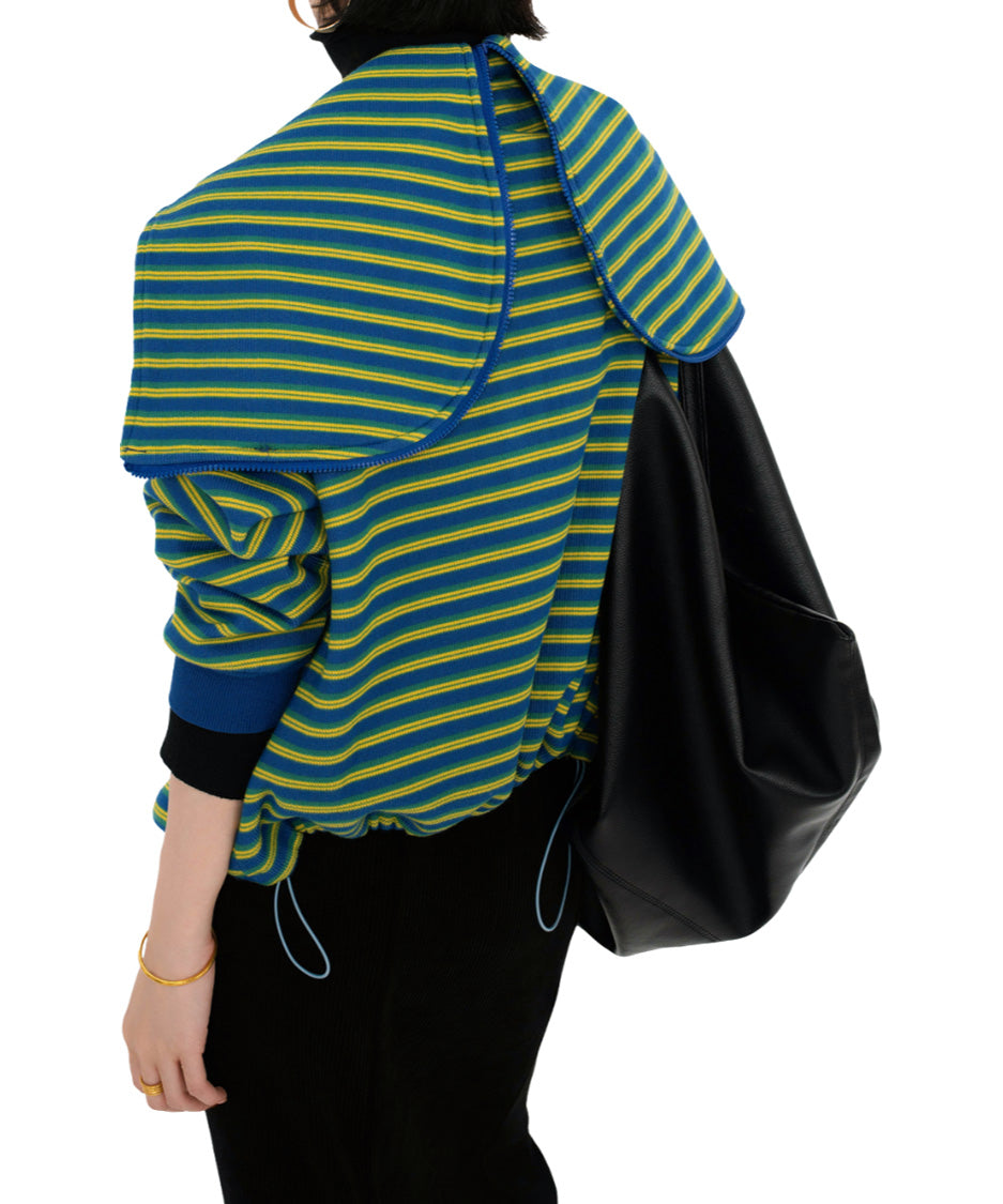 Striped Hood Drape Top