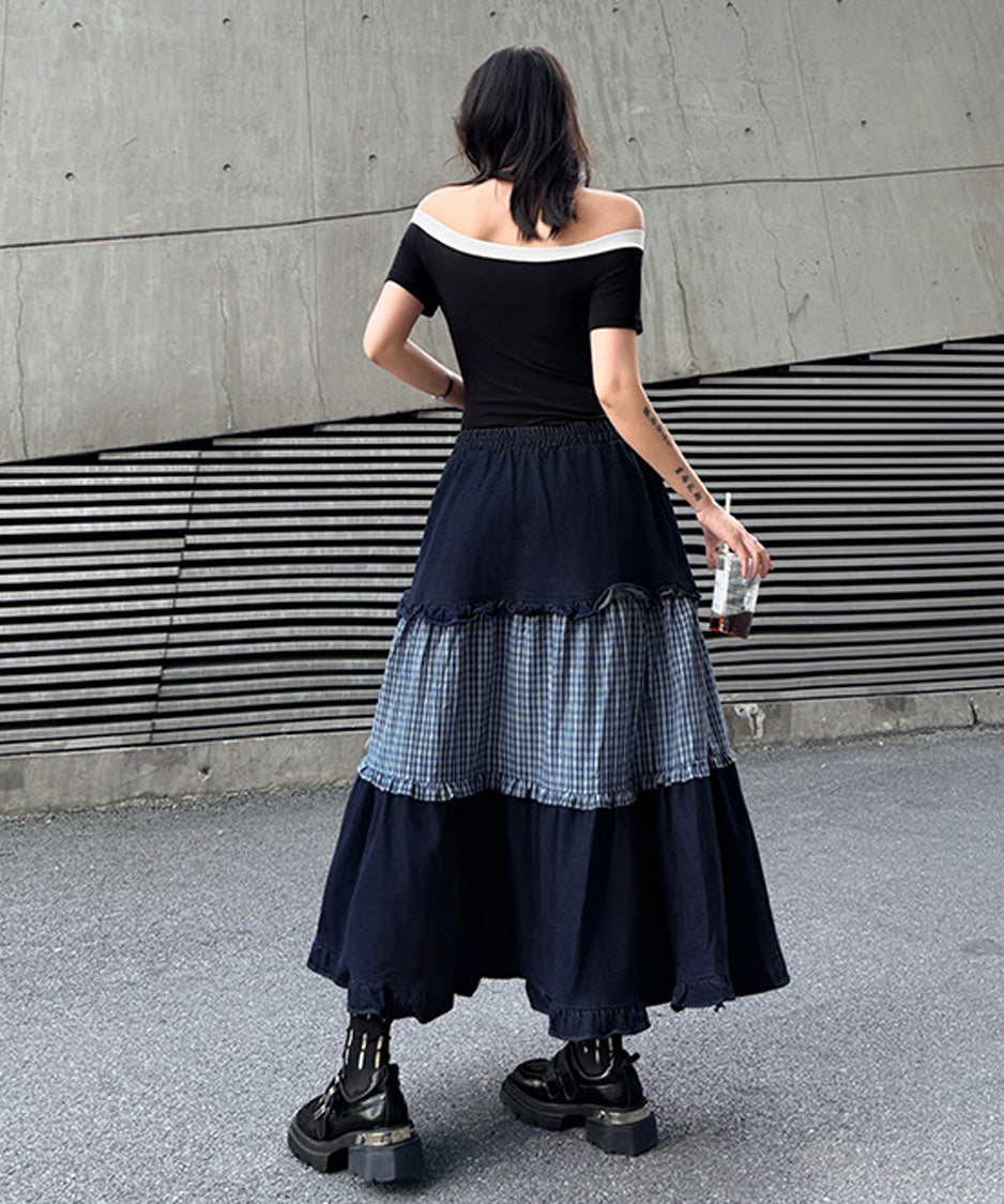 Check Layer Tier Skirt