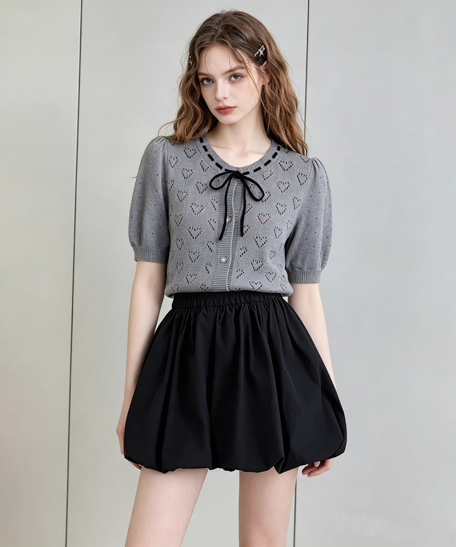 Heart Eyelet Ribbon Top