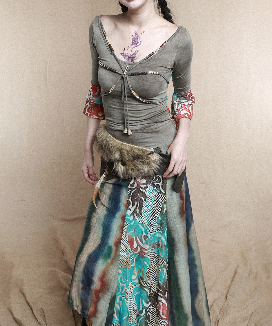 Bohemian Patchwork TieFront Top