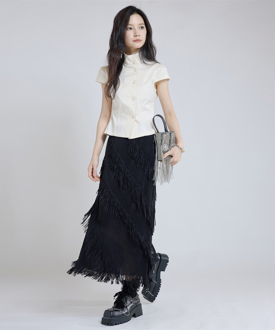 Slash Fringe Skirt