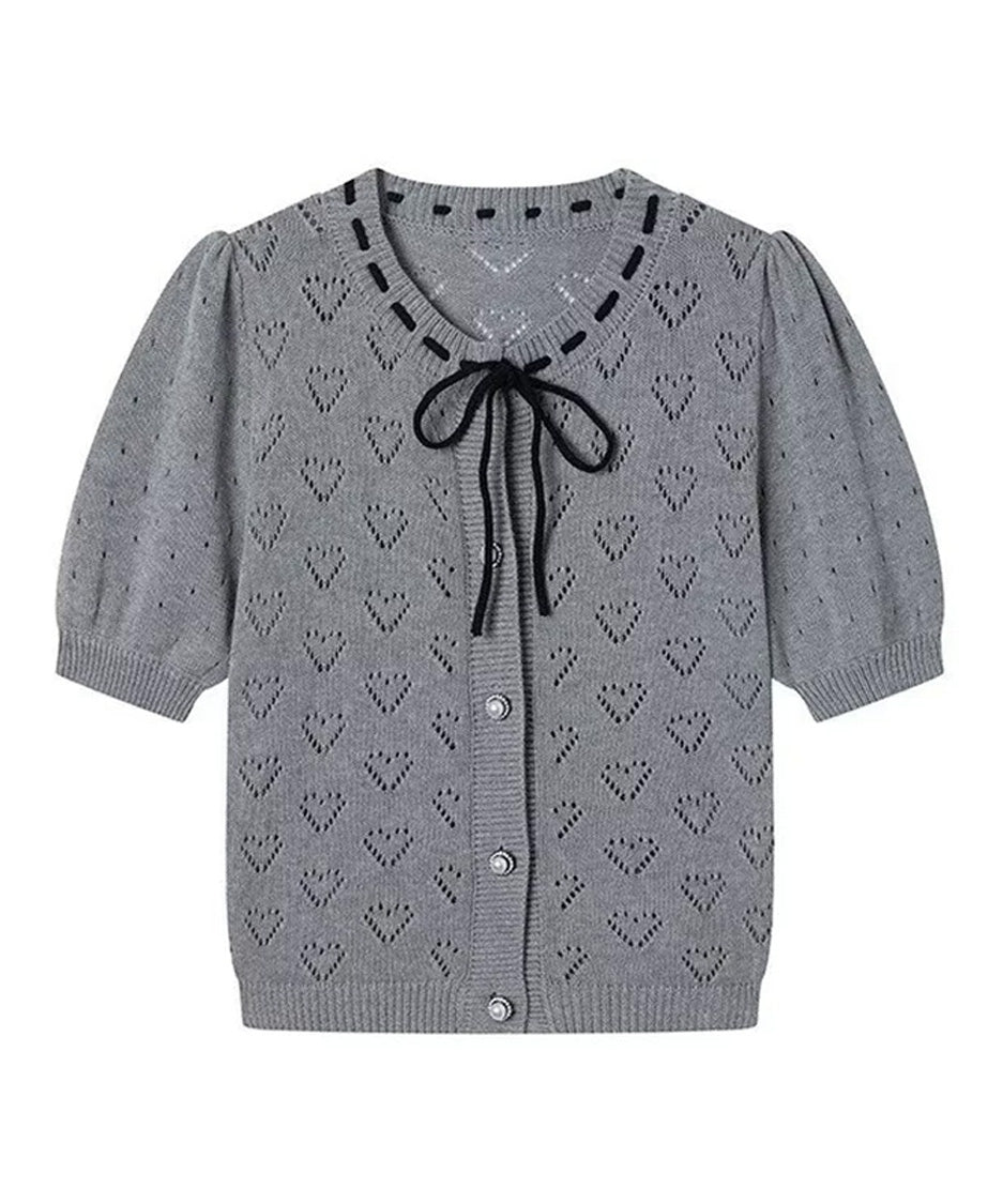 Heart Eyelet Ribbon Top