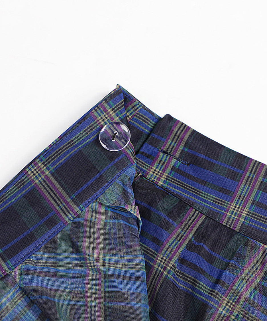 Madras Check Tulle Mesh Skirt