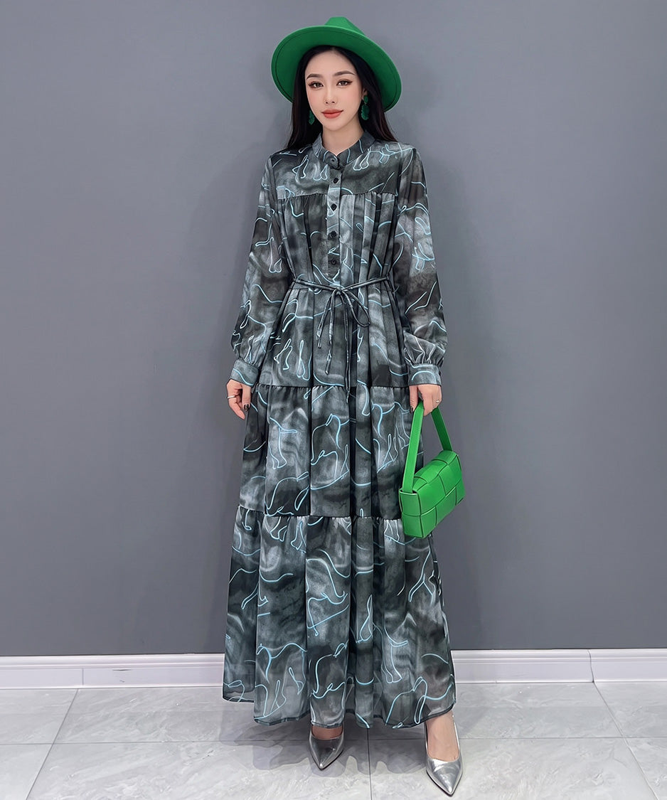 Misty Line Tiered Dress