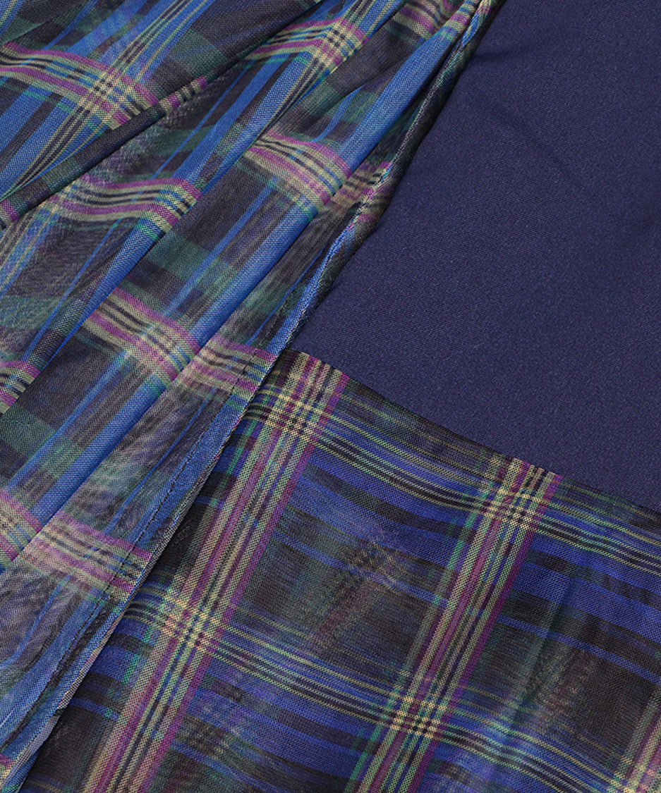 Madras Check Tulle Mesh Skirt