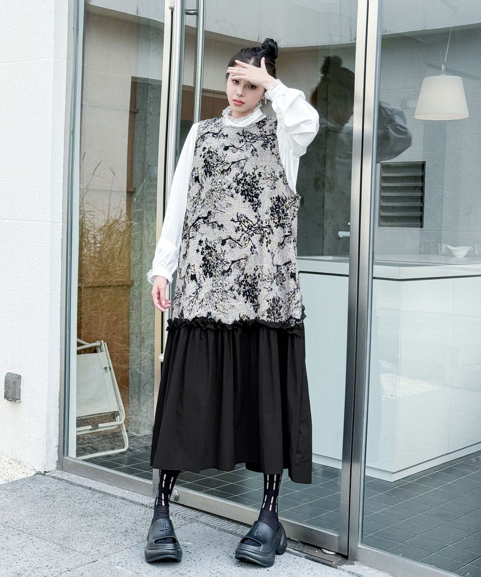 Monotone Tree Jacquard Dress