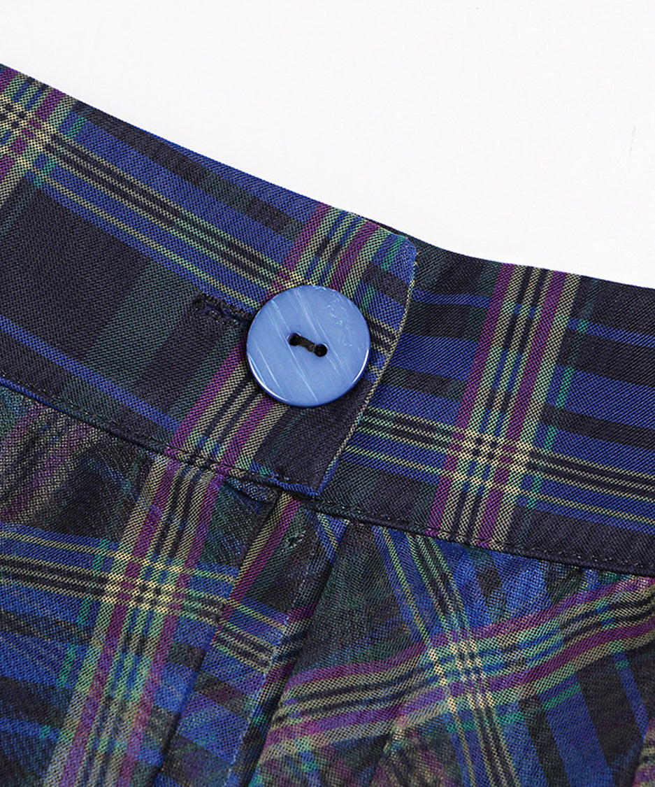 Madras Check Tulle Mesh Skirt