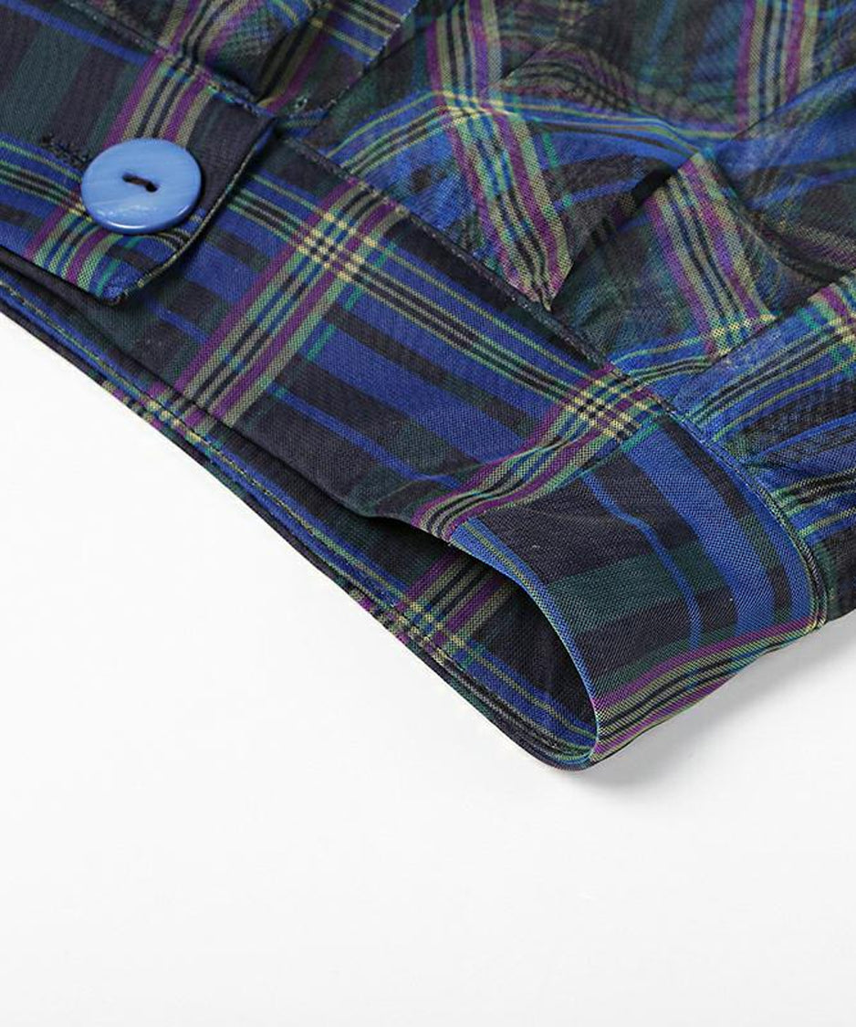 Madras Check Tulle Mesh Skirt