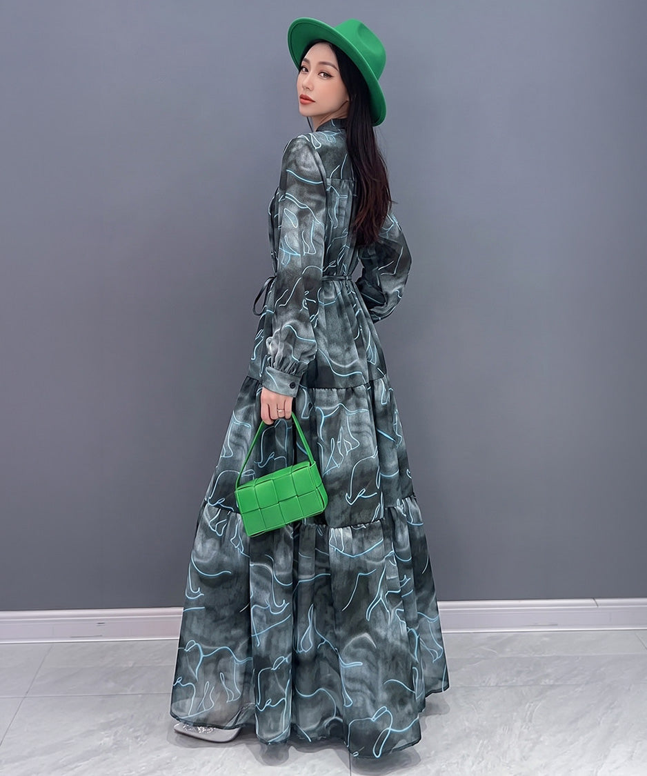 Misty Line Tiered Dress