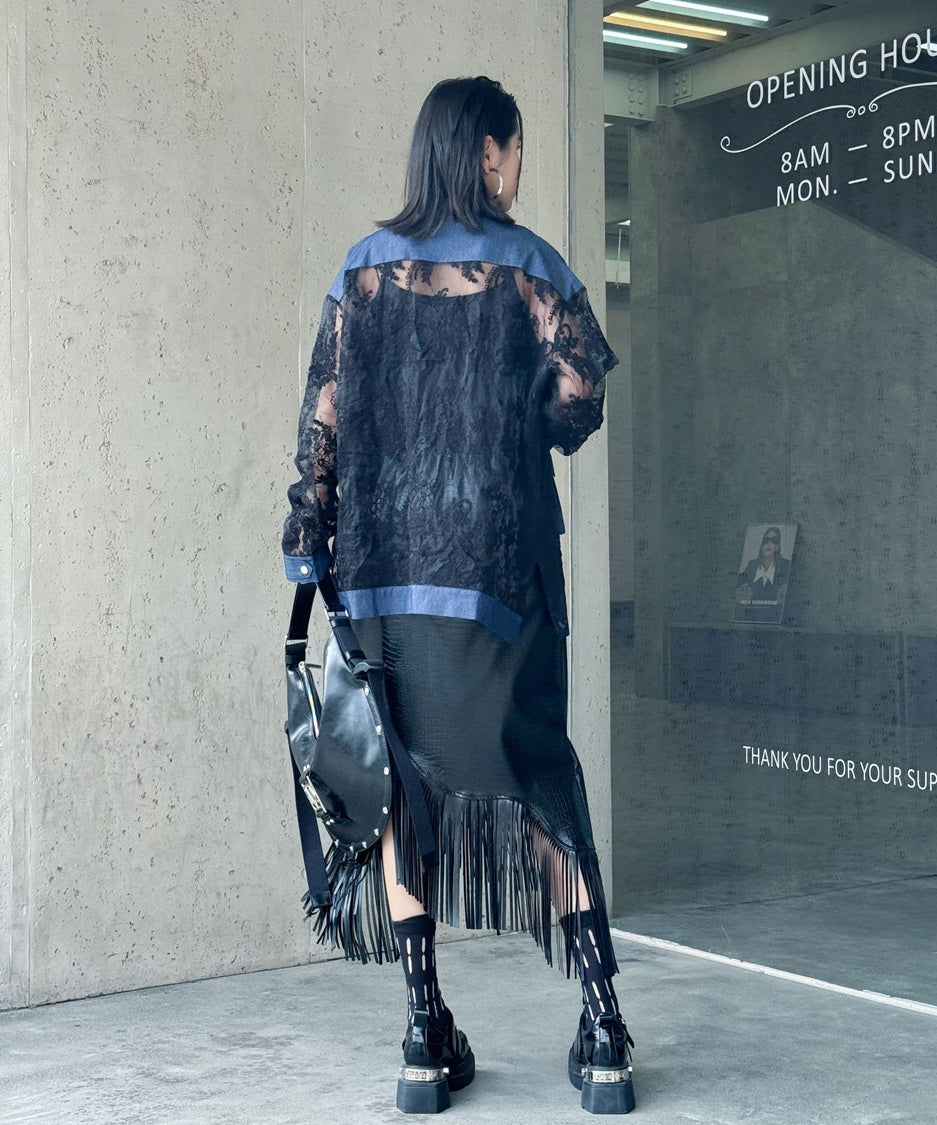 Lace Denim Combination Blouse