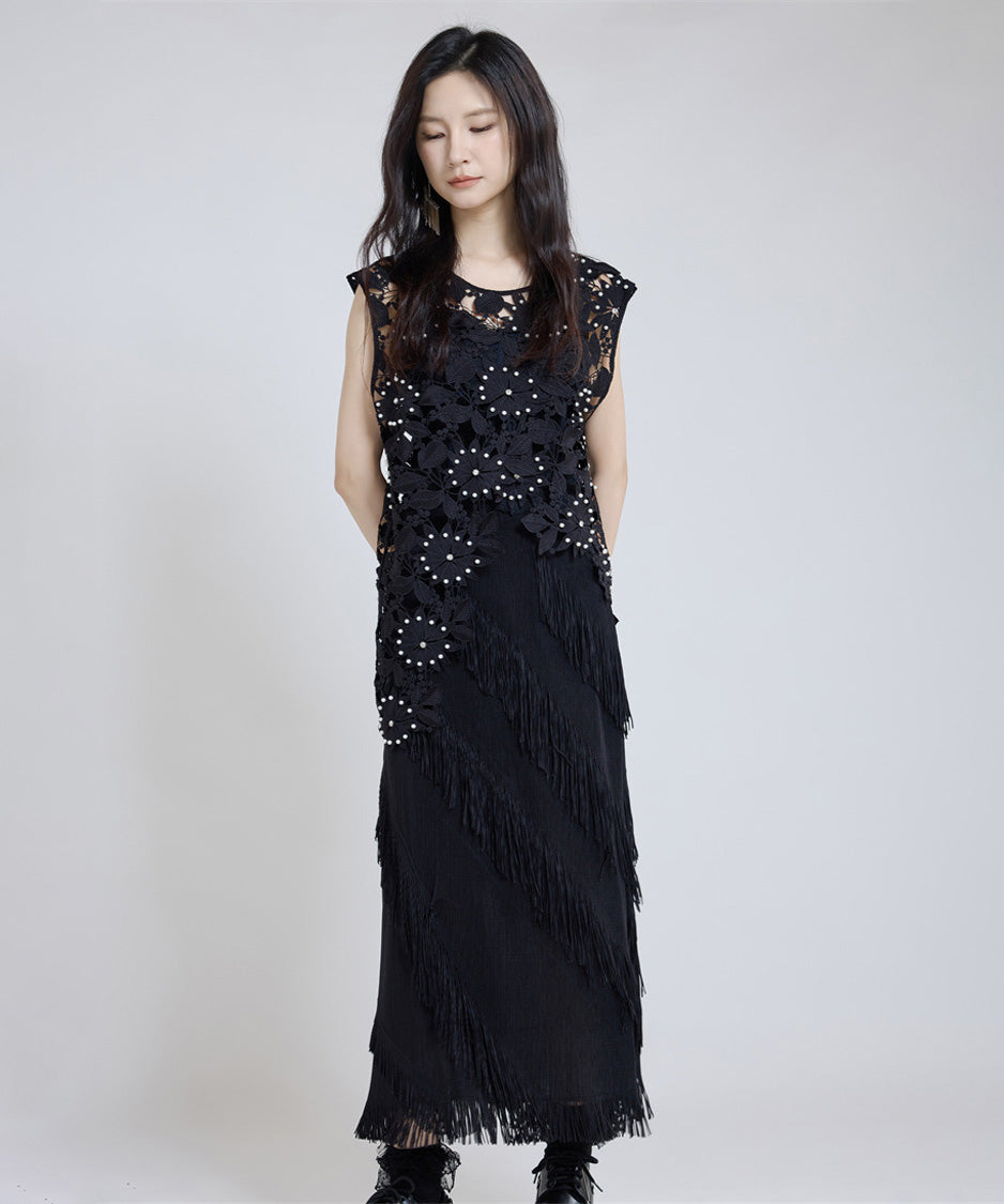 Slash Fringe Skirt
