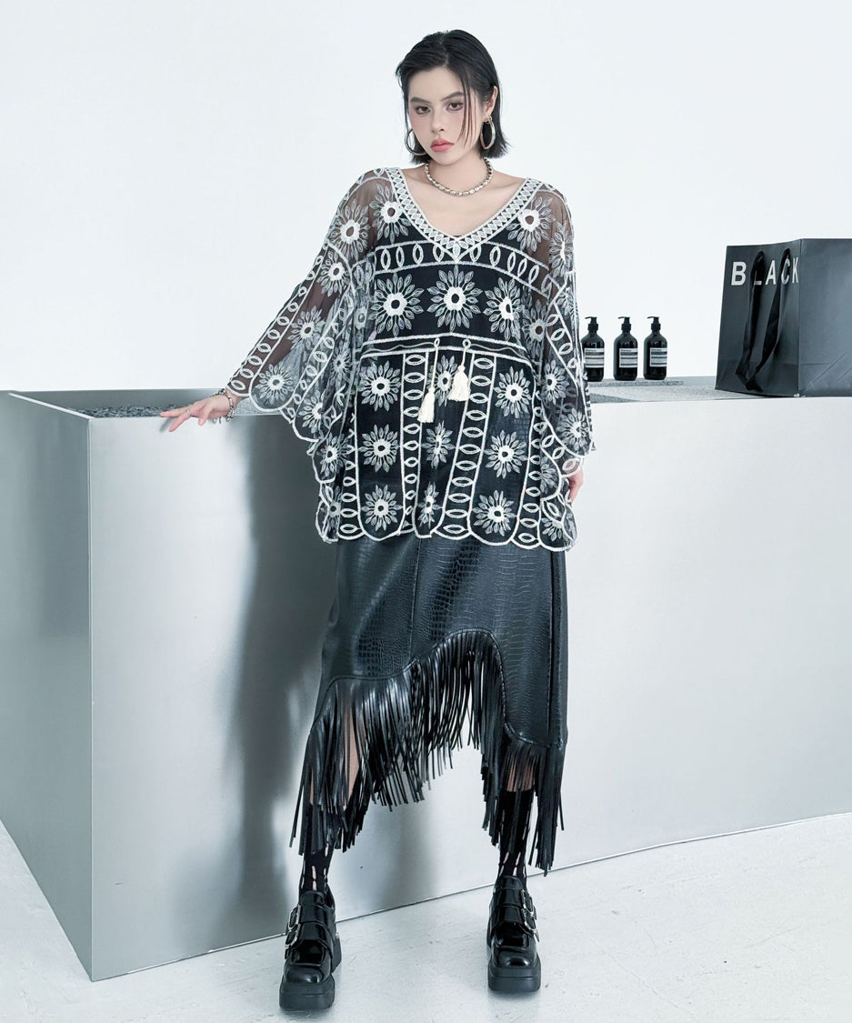 Sheer Bloom Embroidery Top