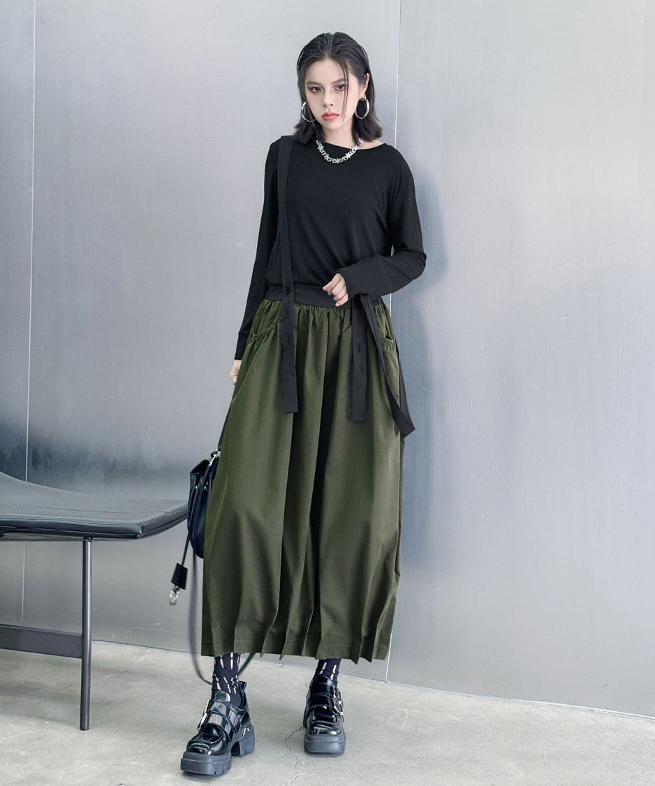 Cord Loose Suspender Skirt